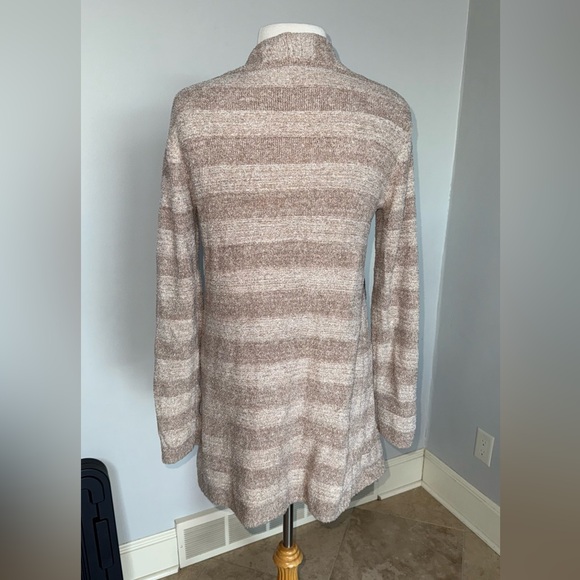 Barefoot Dreams Cream and Tan Striped Cardigan - Picture 2 of 4